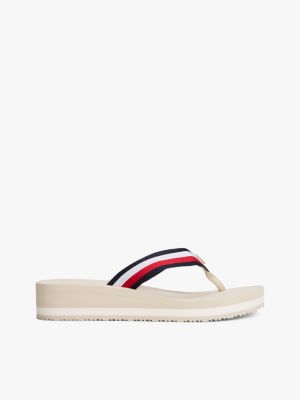 white signature teenslipper met sleehak voor dames - tommy hilfiger