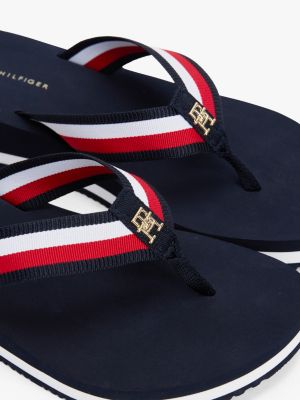 multi signature strap wedge flip flops for women tommy hilfiger