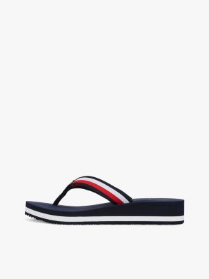 multi signature strap wedge flip flops for women tommy hilfiger