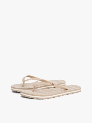 pink enamel flag flip-flops for women tommy hilfiger