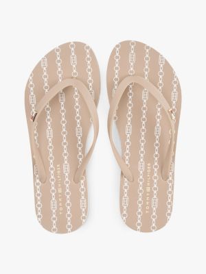 pink enamel flag flip-flops for women tommy hilfiger