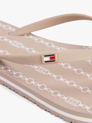 pink enamel flag flip-flops for women tommy hilfiger