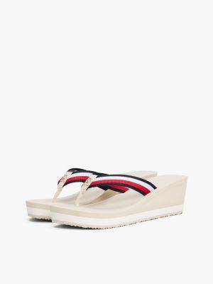 white corporate webbing wedge sandals for women tommy hilfiger