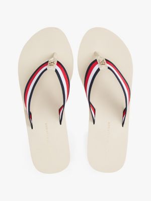 sandales compensées corporate en toile blanc pour femmes tommy hilfiger