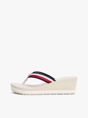 sandales compensées corporate en toile blanc pour femmes tommy hilfiger