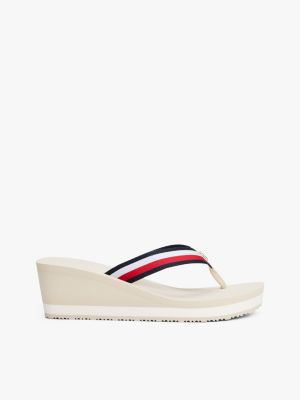 sandales compensées corporate en toile white pour femmes tommy hilfiger