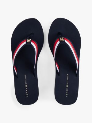 multi corporate keilabsatz-sandale mit gurtband-riemen für damen - tommy hilfiger