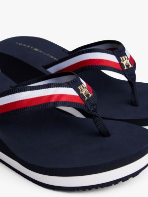 multi corporate keilabsatz-sandale mit gurtband-riemen für damen - tommy hilfiger