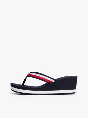 multi corporate webbing wedge sandals for women tommy hilfiger