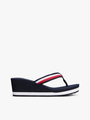 multi corporate webbing wedge sandals for women tommy hilfiger