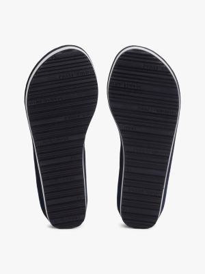 multi stripe logo webbing wedge flip-flops for women tommy hilfiger