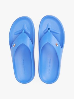 blue enamel flag contoured flip-flops for women tommy hilfiger