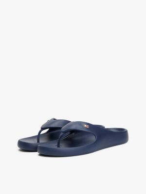 blue enamel flag contoured flip-flops for women tommy hilfiger