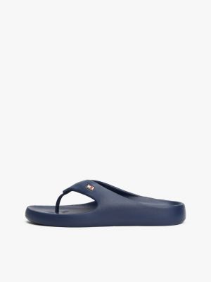 blue enamel flag contoured flip-flops for women tommy hilfiger