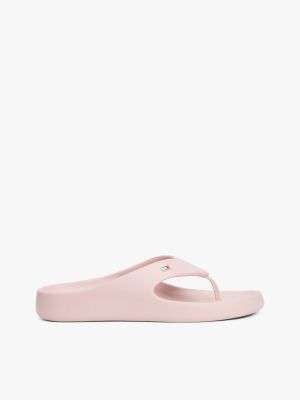 pink enamel flag contoured flip-flops for women tommy hilfiger