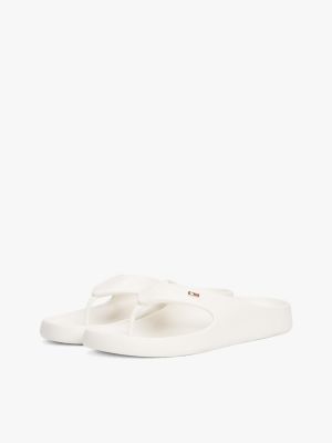 white enamel flag contoured flip-flops for women tommy hilfiger