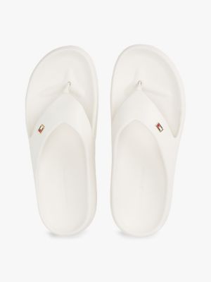 white enamel flag contoured flip-flops for women tommy hilfiger