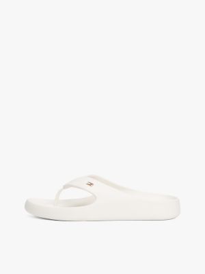 white enamel flag contoured flip-flops for women tommy hilfiger