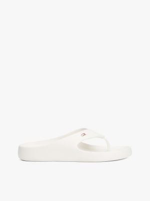 white enamel flag contoured flip-flops for women tommy hilfiger