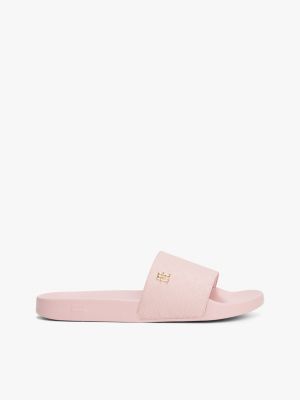 pink badeschuh mit th-monogramm-prägung für damen - tommy hilfiger