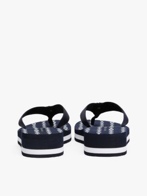 blue th monogram wedge flip-flops for women tommy hilfiger