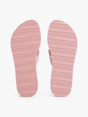 pink th monogram wedge flip-flops for women tommy hilfiger