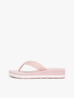 pink th monogram wedge flip-flops for women tommy hilfiger