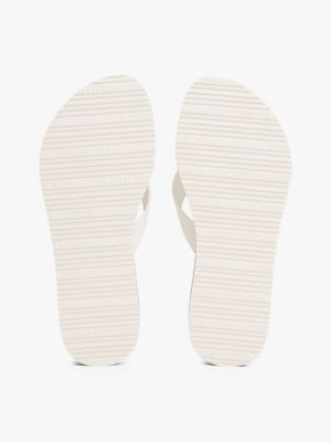 white th monogram wedge flip-flops for women tommy hilfiger