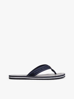 blue stripe logo webbing flip-flops for women tommy hilfiger