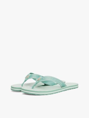 green stripe logo webbing flip-flops for women tommy hilfiger