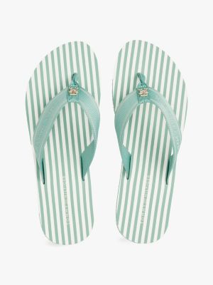 green stripe logo webbing flip-flops for women tommy hilfiger