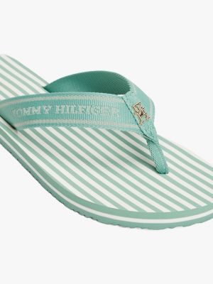 green stripe logo webbing flip-flops for women tommy hilfiger