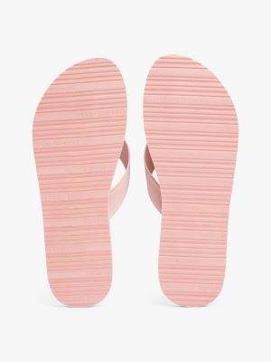 pink stripe logo webbing flip-flops for women tommy hilfiger