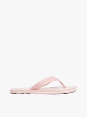 pink stripe logo webbing flip-flops for women tommy hilfiger