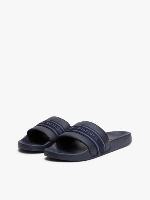 blue logo webbing pool slides for women tommy hilfiger