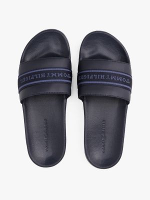 blue logo webbing pool slides for women tommy hilfiger