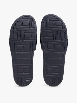 blue logo webbing pool slides for women tommy hilfiger