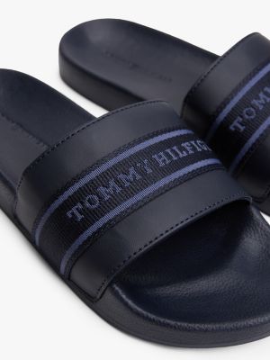 blue logo webbing pool slides for women tommy hilfiger