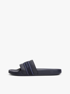 blue logo webbing pool slides for women tommy hilfiger