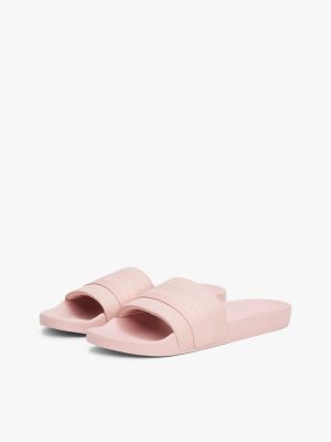 pink logo webbing pool slides for women tommy hilfiger