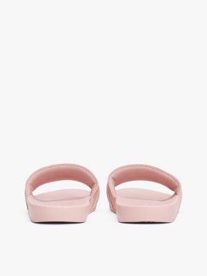 pink logo webbing pool slides for women tommy hilfiger