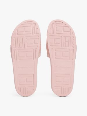 pink logo webbing pool slides for women tommy hilfiger