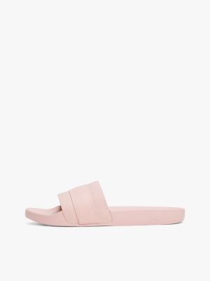 pink logo webbing pool slides for women tommy hilfiger