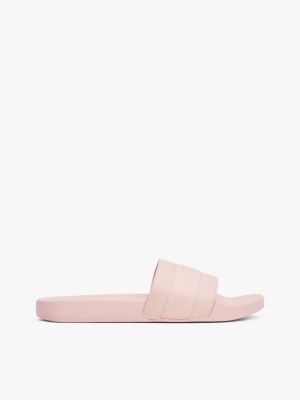 pink logo webbing pool slides for women tommy hilfiger