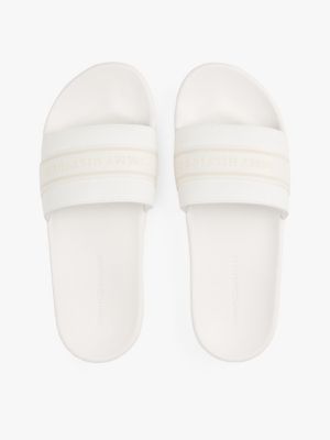 white logo webbing pool slides for women tommy hilfiger