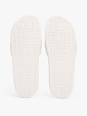 white logo webbing pool slides for women tommy hilfiger