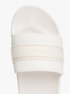 white logo webbing pool slides for women tommy hilfiger