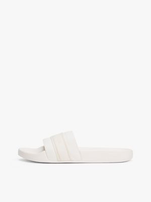 white logo webbing pool slides for women tommy hilfiger