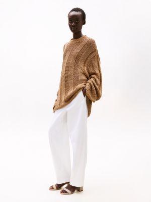mules en cuir à talon carré beige pour femmes tommy hilfiger