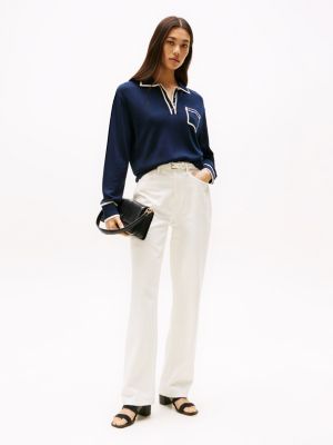 mules de piel con tacón ancho negro de mujeres tommy hilfiger